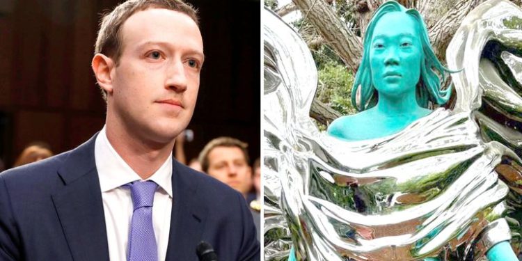 Mark Zuckerberg reveals giant teal statue of wife Priscilla Chan in photo posted to Instagram